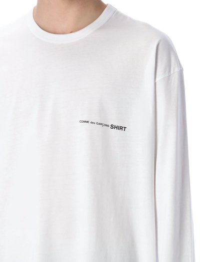 Shop Comme Des Garçons Shirt Logo Long Sleeves T-shirt In White