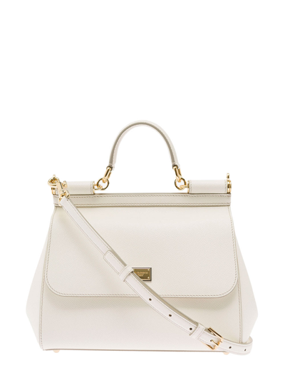Shop Dolce & Gabbana White Sicily Medium White Handbag In Grained Leather  Woman