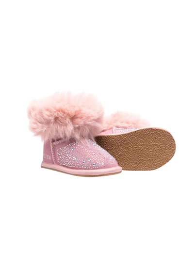 Shop Monnalisa Pink Ankle Boots Girl Monnalsa Kids In Rosa