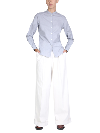 Shop Aspesi Wide Leg Pants In Bianco