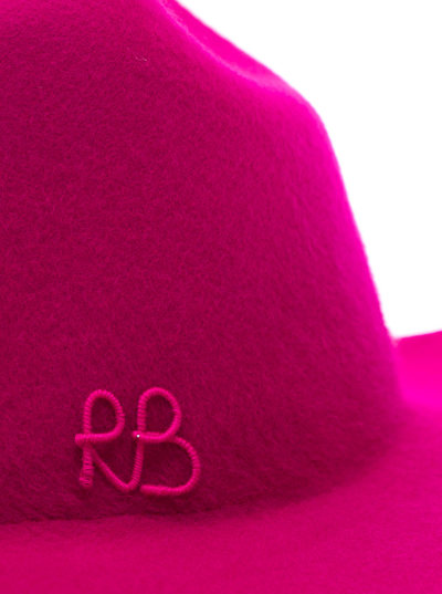 Shop Ruslan Baginskiy Pink Fedora Hat In Felt With Wide Brim  Woman