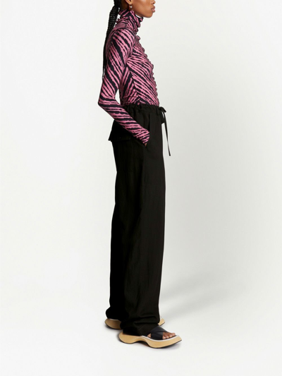Shop Proenza Schouler White Label Drawstring Straight-leg Trousers In Black