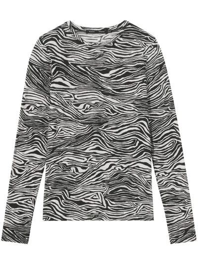 Shop Proenza Schouler Zebra-print Long-sleeved T-shirt In Black