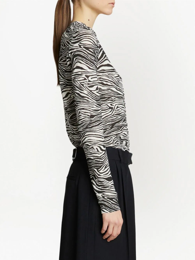 Proenza Schouler Zebra Print Long Sleeve Cotton T-shirt In Black