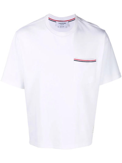 Shop Thom Browne Rwb-stripe Short-sleeve T-shirt In White