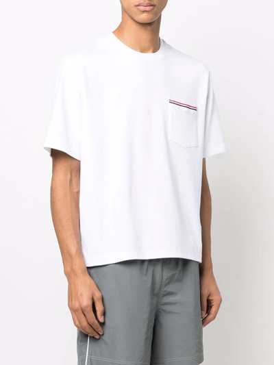 Shop Thom Browne Rwb-stripe Short-sleeve T-shirt In White