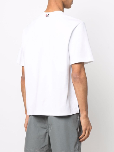 Shop Thom Browne Rwb-stripe Short-sleeve T-shirt In White