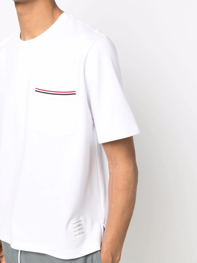 Shop Thom Browne Rwb-stripe Short-sleeve T-shirt In White