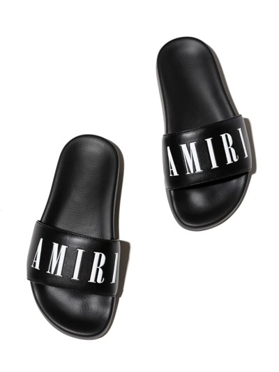 Shop Amiri Logo Print Flat Sides In Black