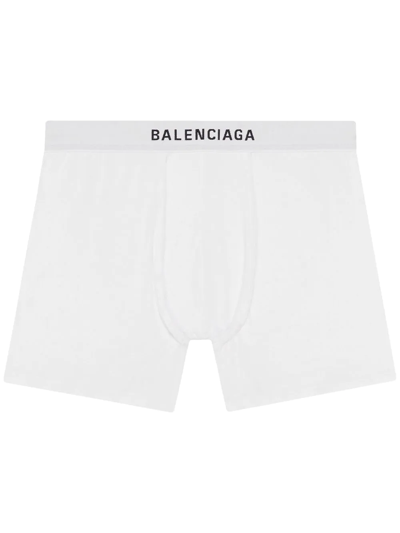 Shop Balenciaga Logo-waistband Boxer Briefs In White
