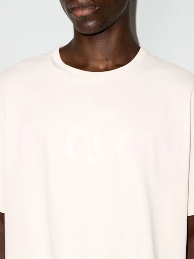 Shop Alexander Mcqueen Logo-print Cotton T-shirt In Pink