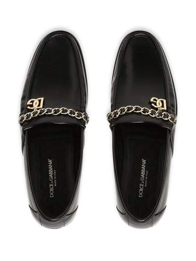 Shop Dolce & Gabbana Visconti Leather Loafers In Black