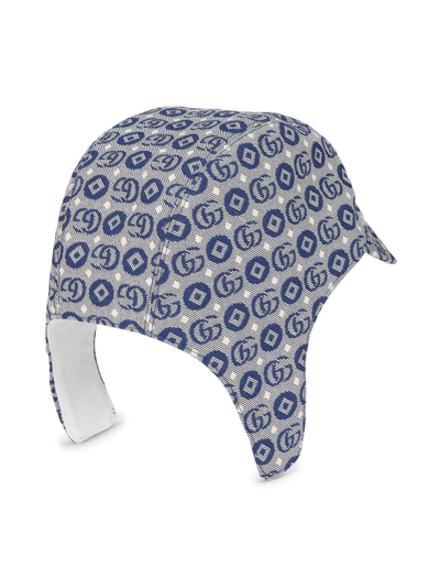 Shop Gucci Monogram-jacquard Flap Cap In Blue