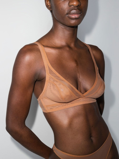Shop Nubian Skin Tulle-panel Triangle-cup Bra 2-pack In Neutrals