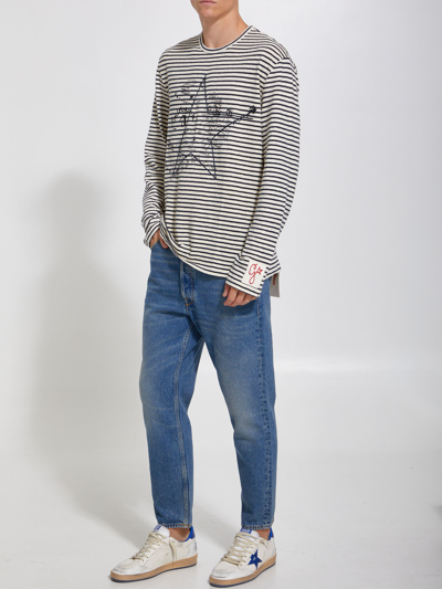 Shop Golden Goose Striped T-shirt In White