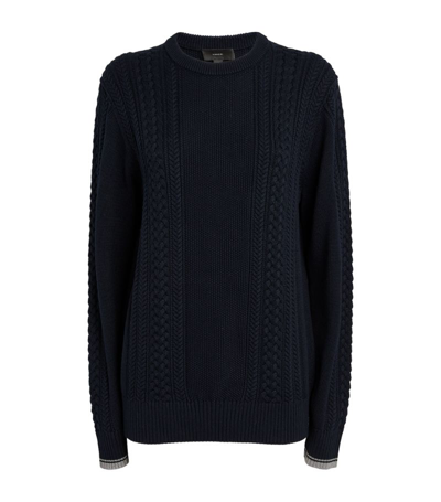 Shop Vince Cotton Cable-knit Sweater In Navy