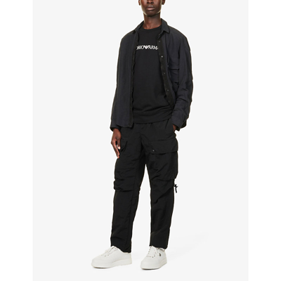 Emporio Armani Cotton Blend Crewneck Sweatshirt In Nero Logo