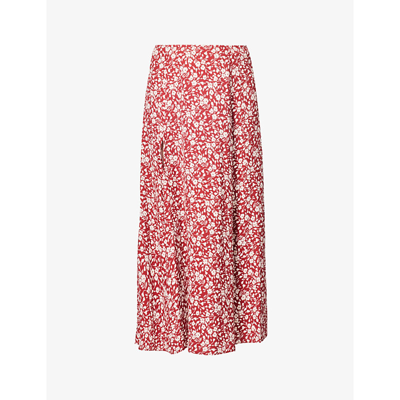 Shop Reformation Zoe Floral-print Woven Midi Skirt In Flower Girl