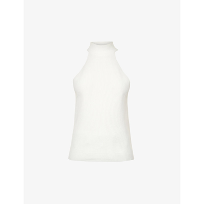 Shop Anine Bing Kylin Slim-fit Sleeveless Knit Top In Cream