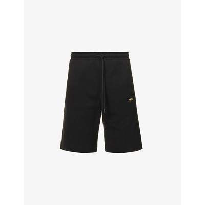 Shop Hugo Boss Boss Men's Black Brand-embroidered Stretch-cotton Blend Shorts