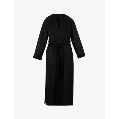 Shop By Malene Birger Trullem Shawl-collar Wool-blend Coat In Black