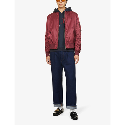 Shop Valentino Reversible Camouflage-print Boxy-fit Shell Bomber Jacket In Bordeaux