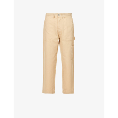 Shop Albam Relaxed-fit Straight-leg Mid-rise Organic-cotton Trousers In Tan