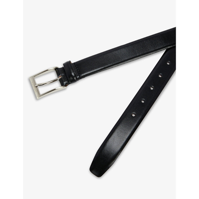 Dents Logo-engraved Leather Belt In Black