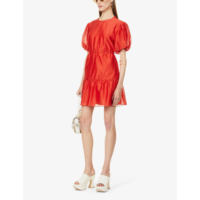 Shop Sir Open-back Cotton And Silk-blend Mini Dress In Red
