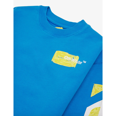 Shop Off-white Logo-print Cotton-jersey Sweatshirt 4-12 Years In Blue