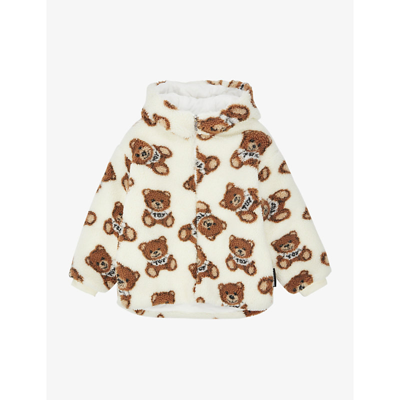 Shop Moschino Bear-print Brand-tab Woven Jacket 10-14 Years In White