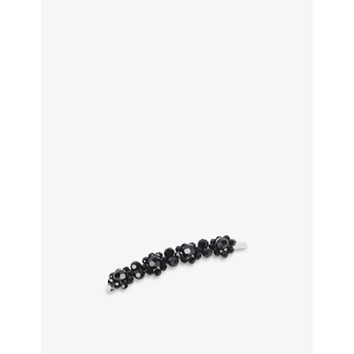 Shop Simone Rocha Flower-embellished Acrylic And Brass Hair Clip In Jet