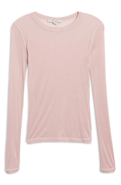 Shop Allsaints Francesco Ramskull Long Sleeve T-shirt In Morning Mauve