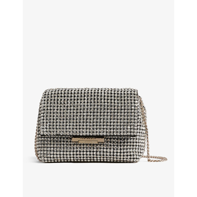 Shop Ted Baker Womens Silver Crystal-embellished Woven Cross-body Bag