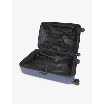 Shop Samsonite Sam Stackd Spinner Hard Case 4 Wheel Shell Cabin Suitcase 68cm In Navy