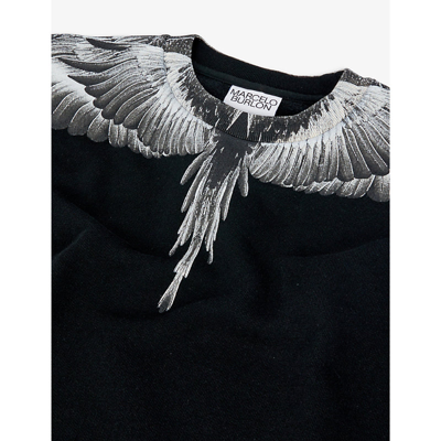 Shop Marcelo Burlon County Of Milan Icon Wings Graphic-print Cotton-blend Sweatshirt 4-12 Years In Black Grey