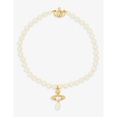 Vivienne Westwood Jewellery Orb Gold-tone Brass And Faux-pearl Choker Necklace In Gold/pearl/multi