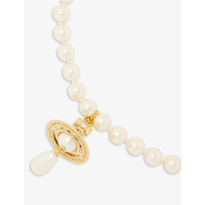 Vivienne Westwood Jewellery Orb Gold-tone Brass And Faux-pearl Choker Necklace In Gold/pearl/multi