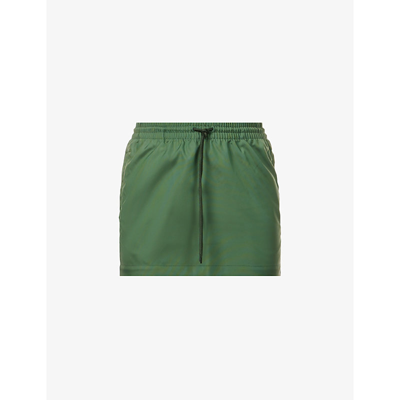 Wardrobe.nyc A-line Drawstring-waist Shell Mini Skirt In Green