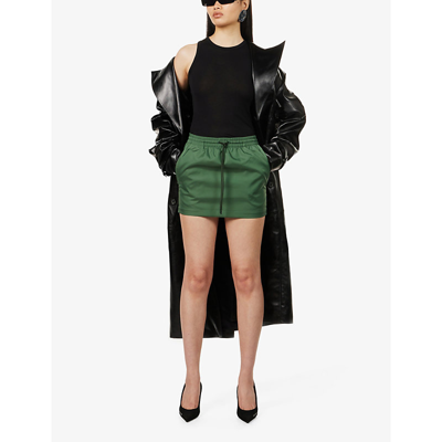 Wardrobe.nyc A-line Drawstring-waist Shell Mini Skirt In Green