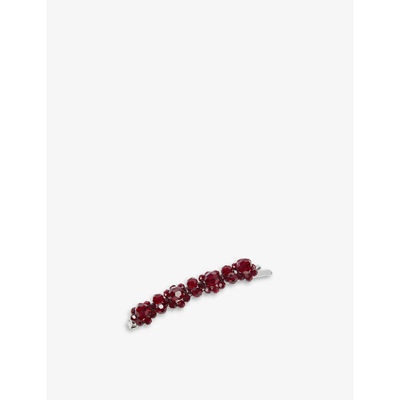 Shop Simone Rocha Women's Blood Red Flower-embellished Acrylic And Brass Hair Clip