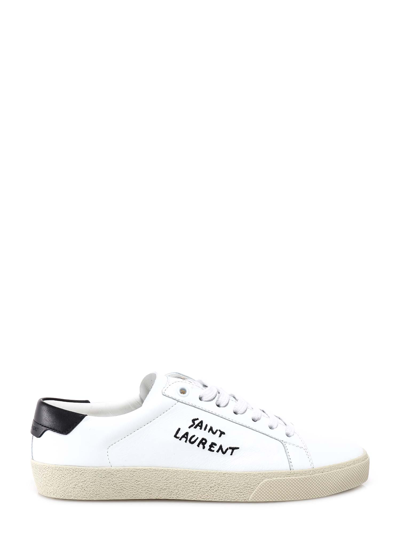 Saint Laurent Low-top Sneakers With Round Toe And Contrast Heel In White