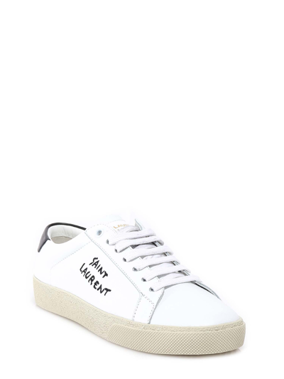 Saint Laurent Low-top Sneakers With Round Toe And Contrast Heel In White