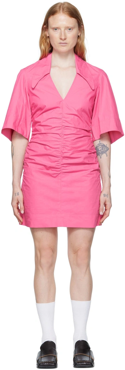 Shop Ganni Ssense Exclusive Pink Minidress In Carmine Rose