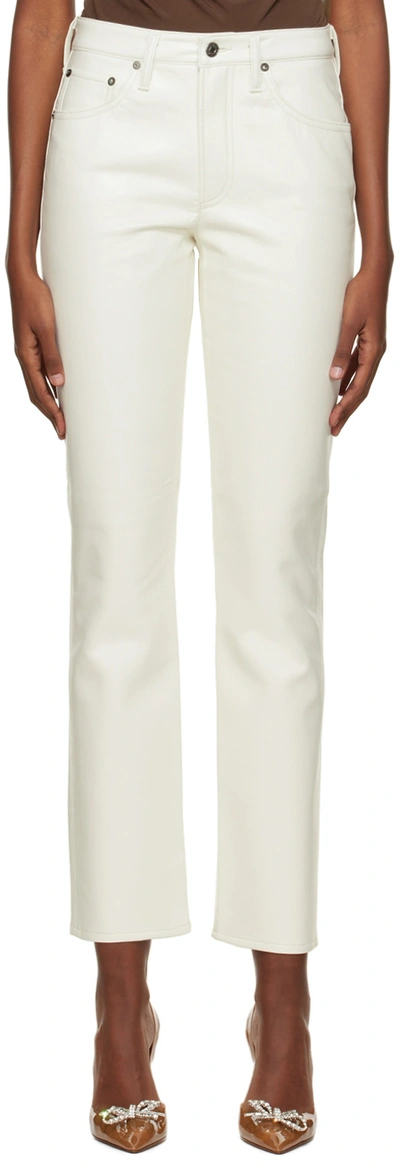 Shop Agolde White 90s Leather Pants In Lace