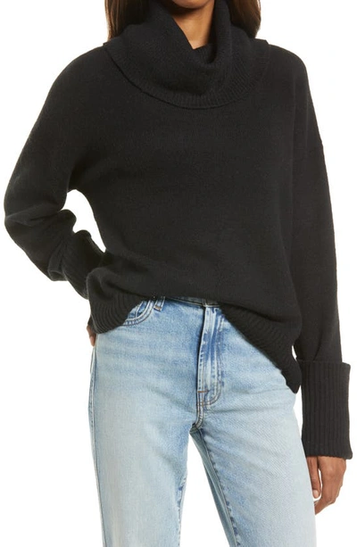 Shop Treasure & Bond Drape Turtleneck Sweater In Black