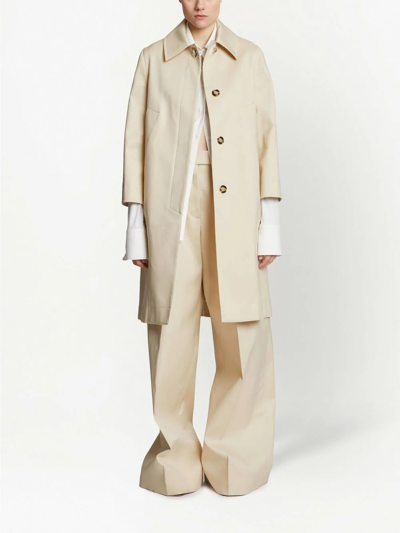Proenza Schouler Cotton Gabardine Single-breasted Coat In 中性色