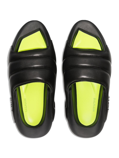Shop Balmain B-it-puffy Quilted Slides In 黑色