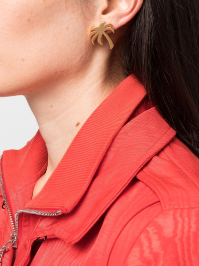 Palm Angels Palm-detail Stud Earrings In 金色