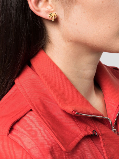 Palm Angels Palm-detail Stud Earrings In 金色